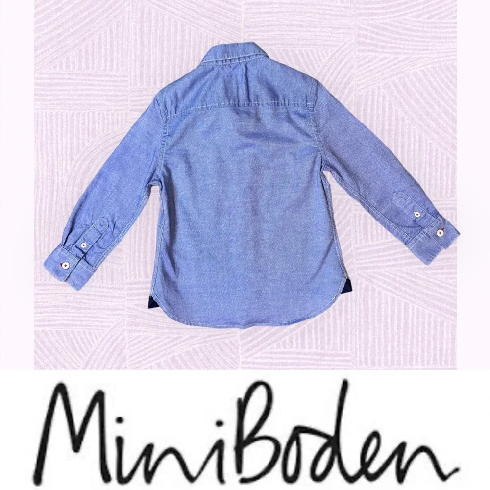 Mini Boden Blue Dress Shirt, Size 2-3 Years, MSRP $40 - Picture 3 of 5